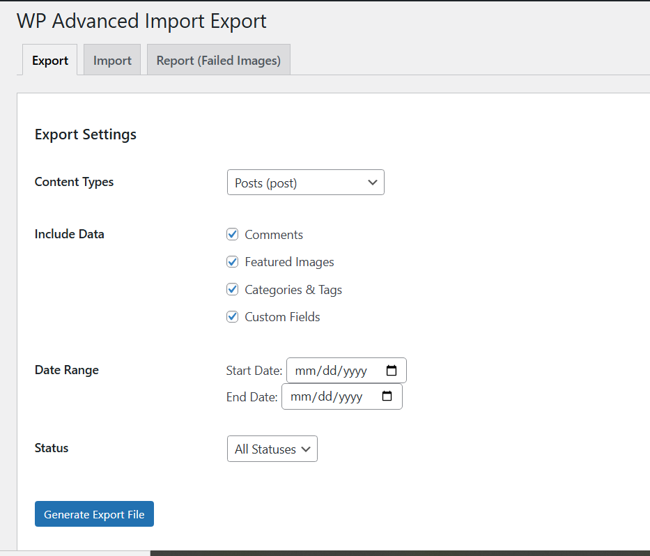 WP Advanced Import Export